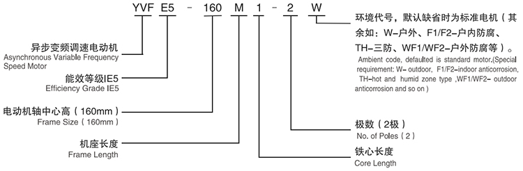 YVFE5系列超高效率變頻調(diào)速三相異步電動(dòng)機(jī)型號(hào)說(shuō)明